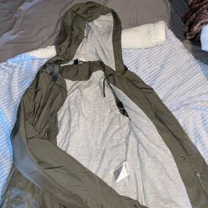 Lightweight olive green jacket.